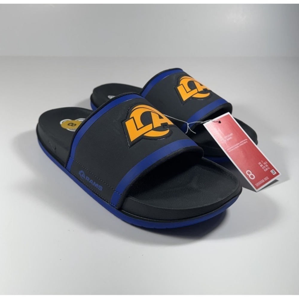 NIKE Offcourt LA Rams NFL Slides Sandals Blue Black Men's Sz 8 *NEW* DD0556-002